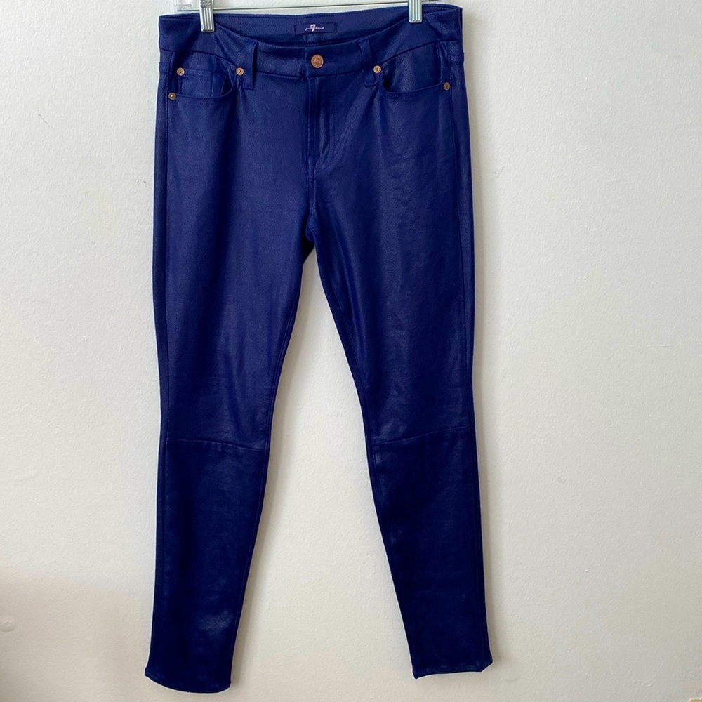 7 For All Mankind Leggings Women Size 30 Blue Faux Snake Print
